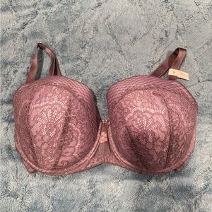 Victoria's Secret Mauve Lace Dream Angels Lighted Lined Demi Underwire Bra